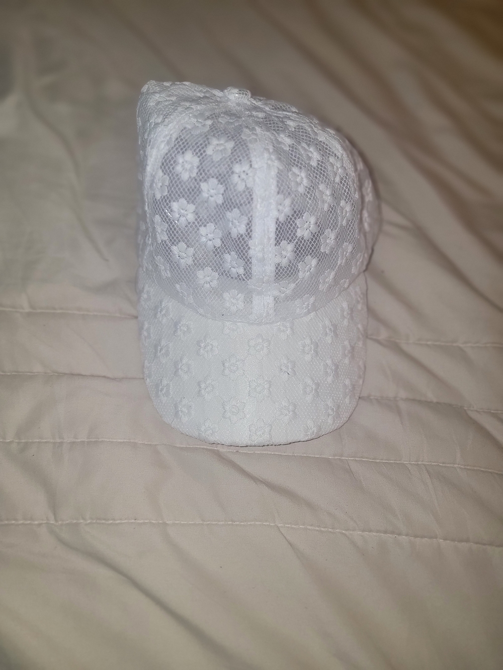 White Floral Lace Baseball Cap